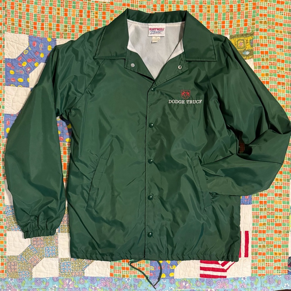 Vintage Dodge Truck Green Windbreaker Jacket, M/L